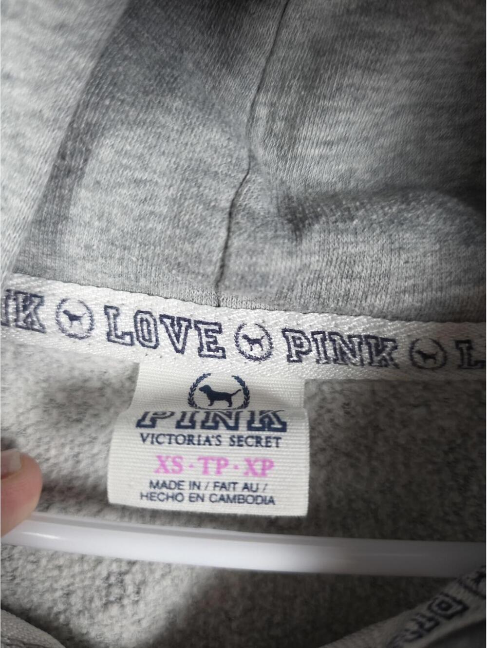 Victorias Secret Pink Vintage y2k Embroidered Full zip Hoodie Jacket Grey XS - Picture 5 of 5